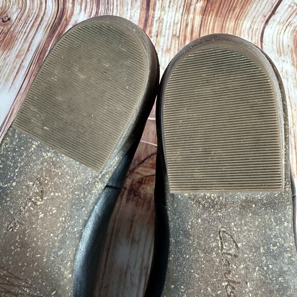 Clarks Artisan WILROSE JADE Size 9 Wide Black Leather Ankle Boots Bootie Shoes - Picture 8 of 9